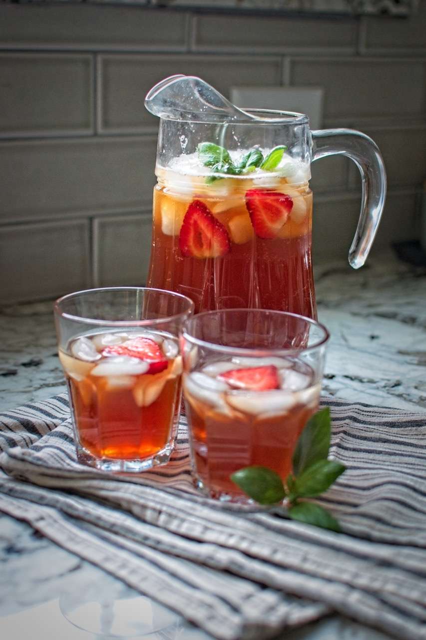Strawberry Basil Iced Tea - Not Quite a Homestead